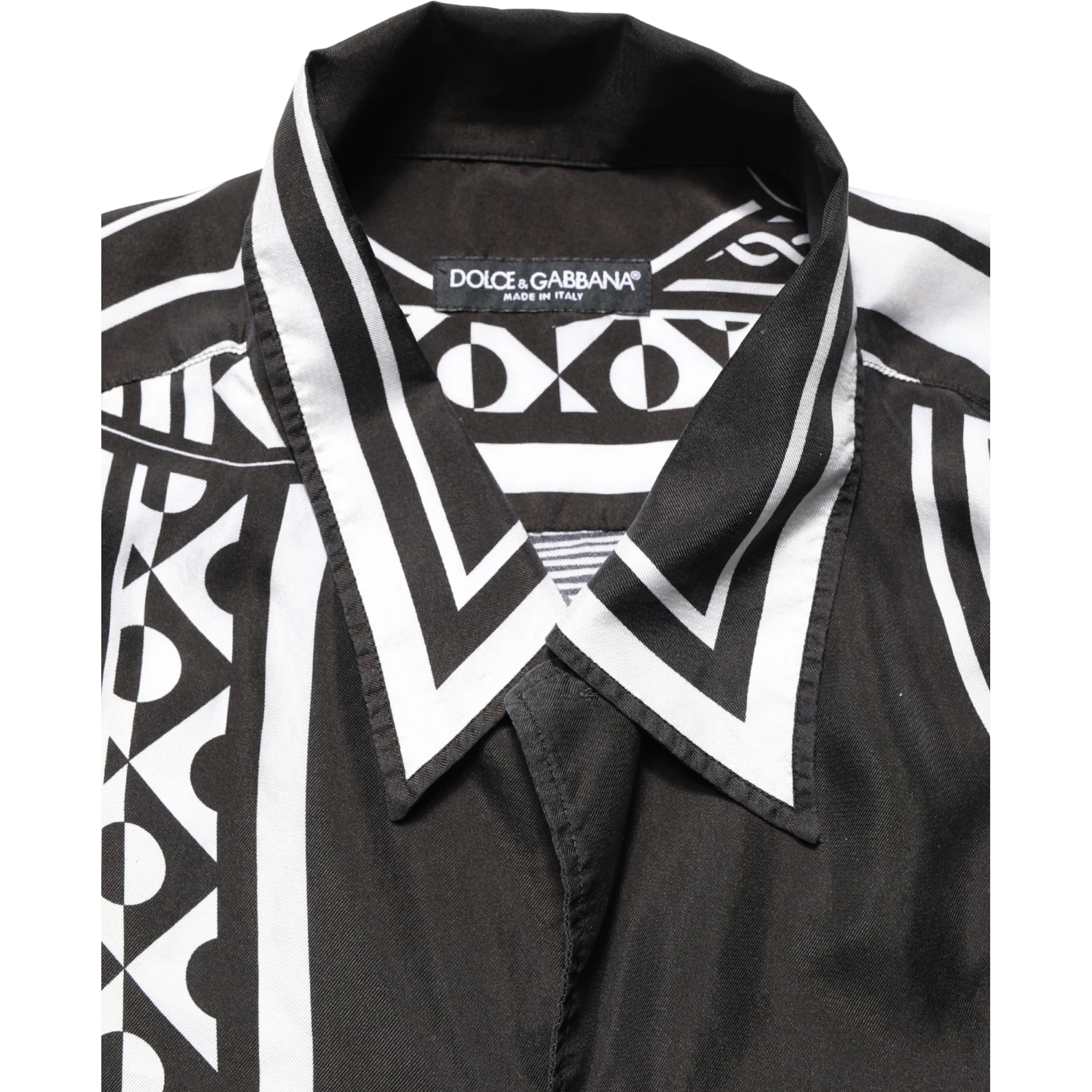 Black White Bandana Print Collared Shirt