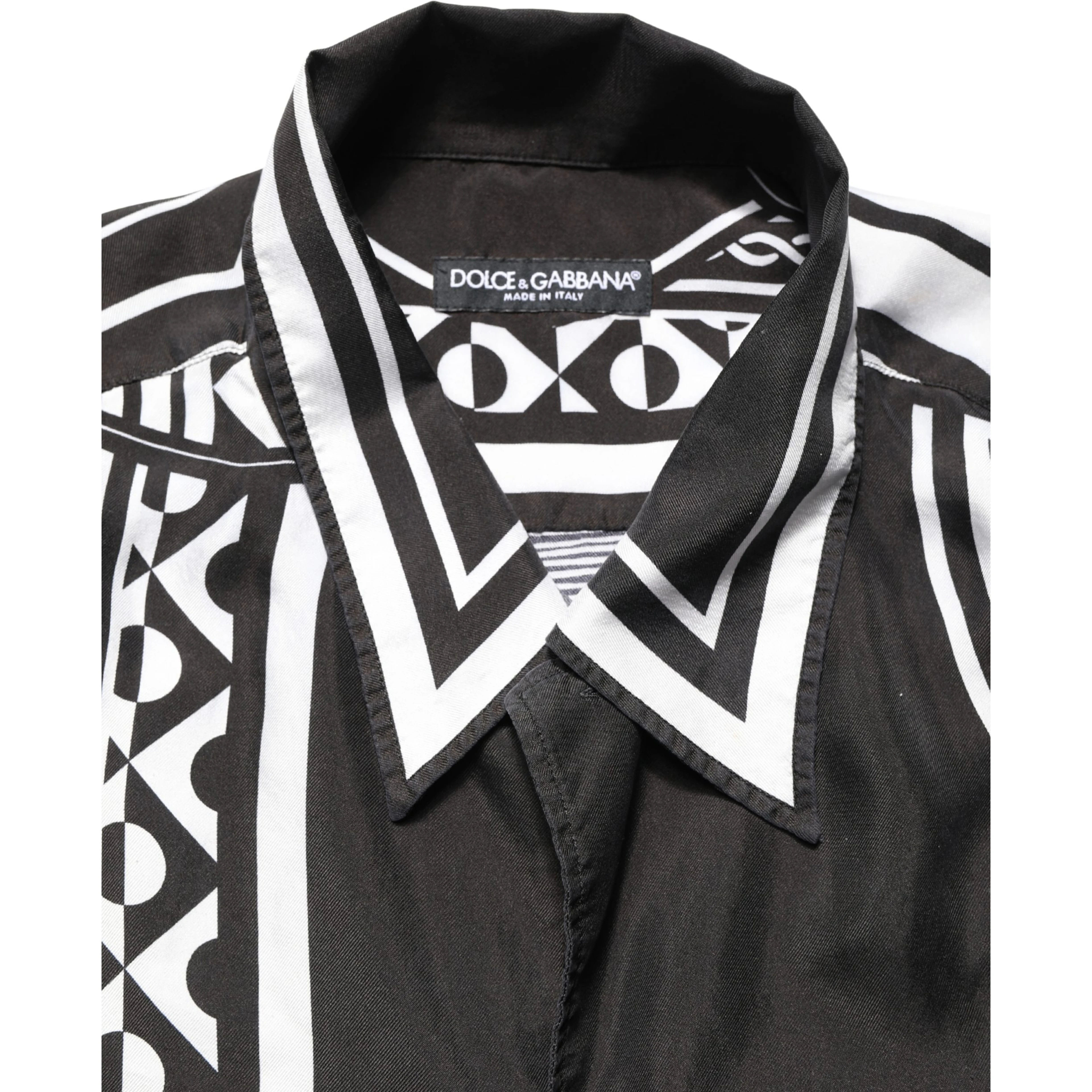 Black White Bandana Print Collared Shirt
