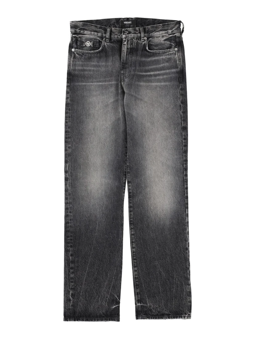 JEANS WITH "MEDUSA" DETAIL