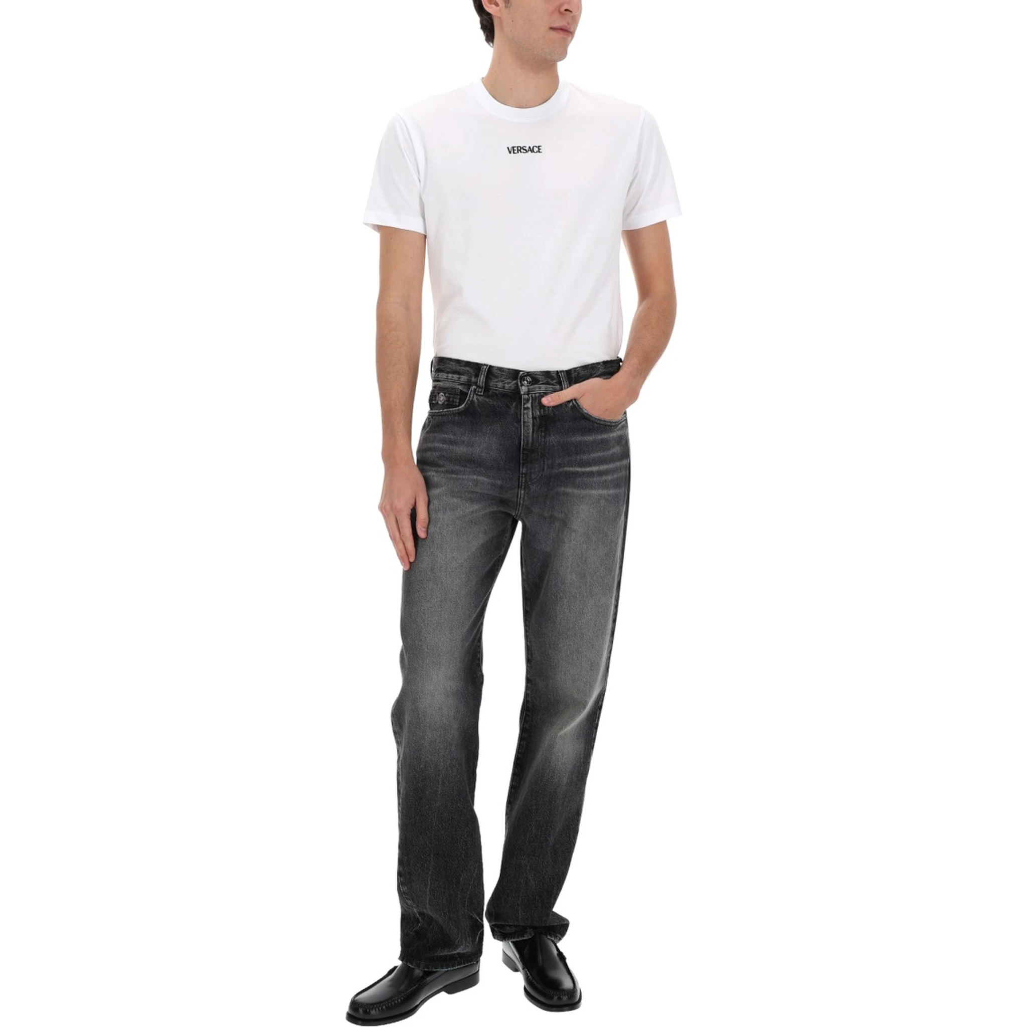 JEANS WITH "MEDUSA" DETAIL