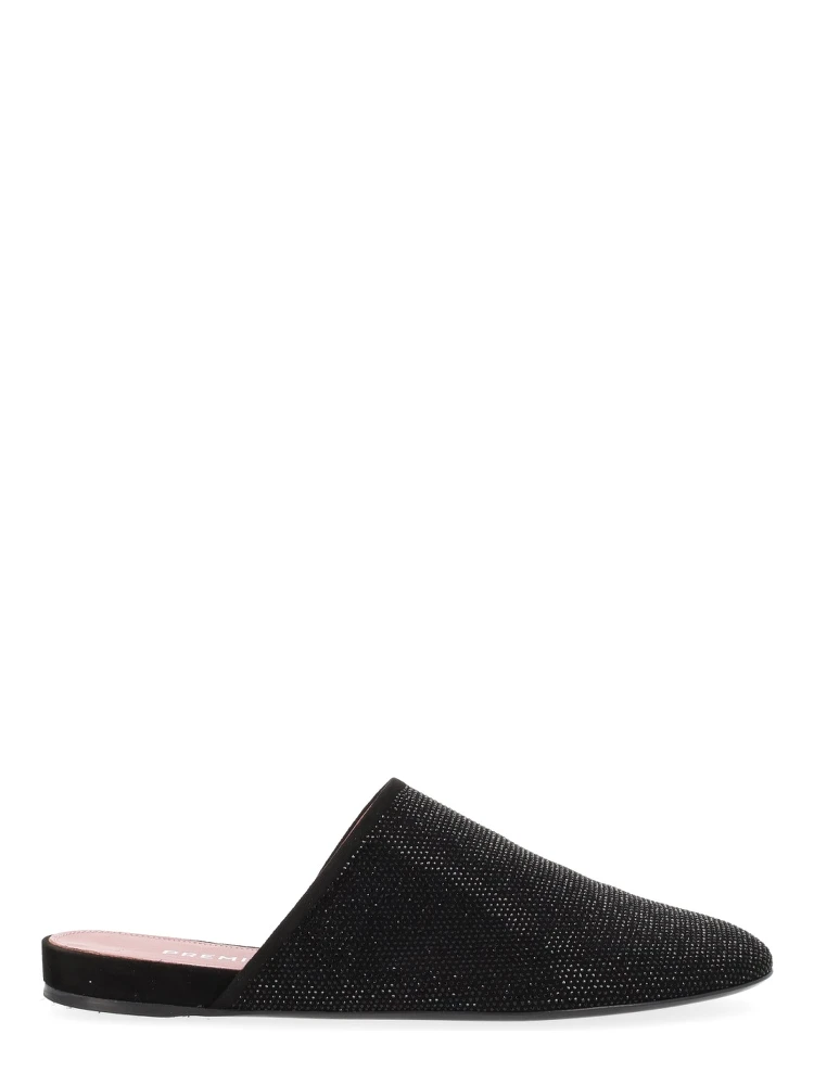 LEATHER SLIPPER WITH RHINESTONES