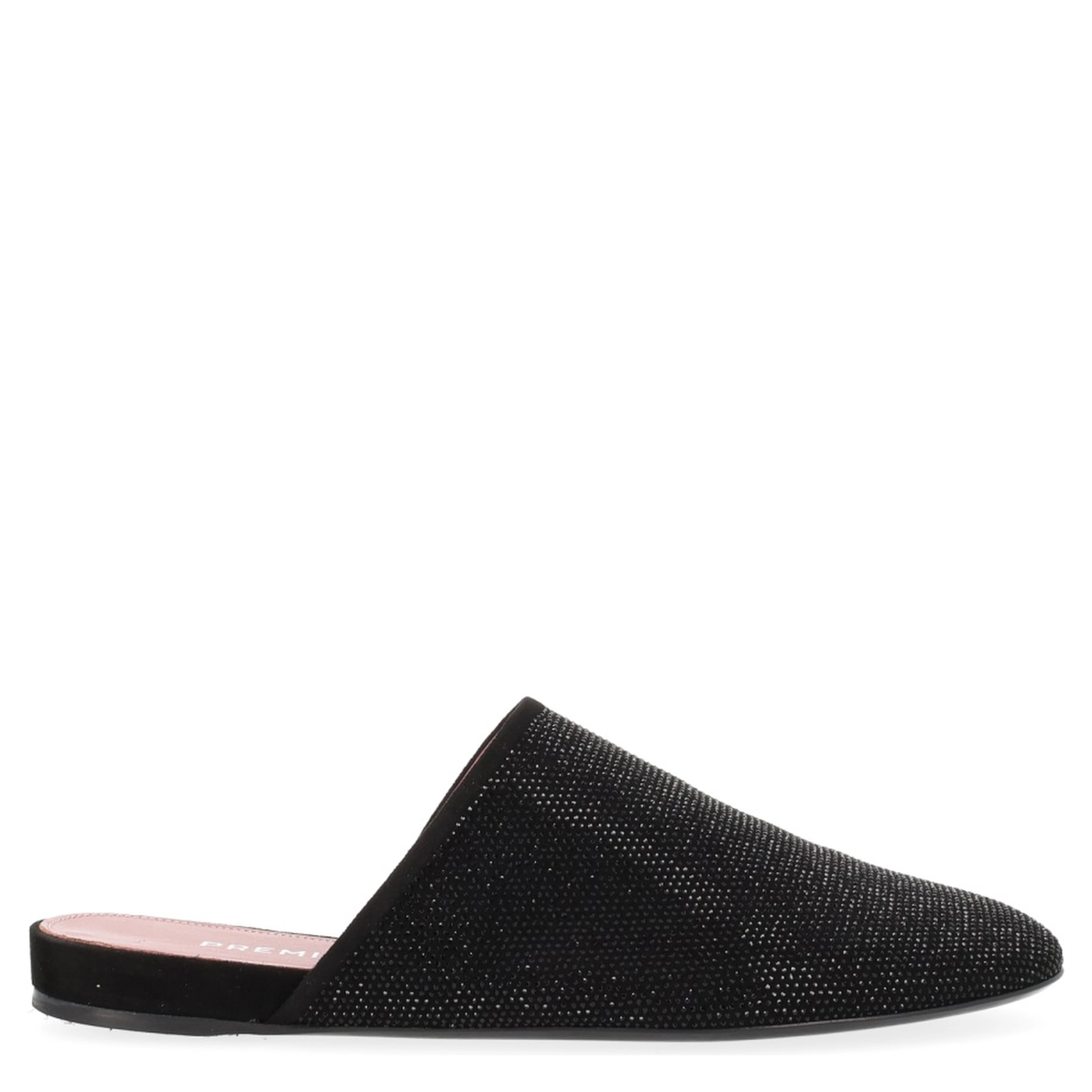LEATHER SLIPPER WITH RHINESTONES