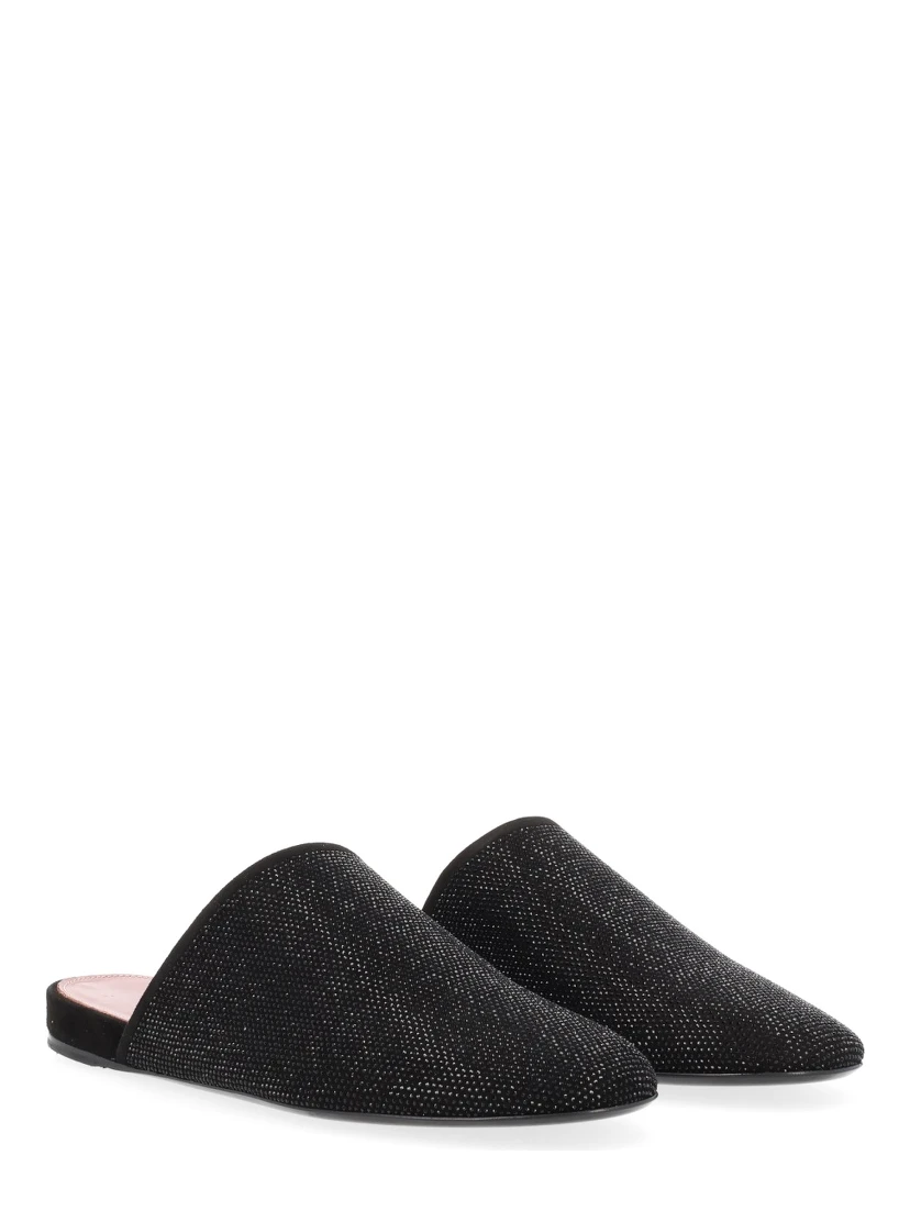 LEATHER SLIPPER WITH RHINESTONES