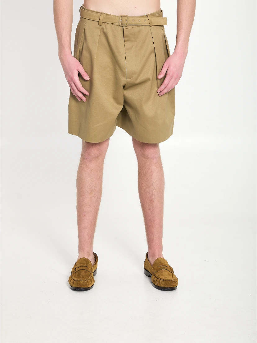 Cotton drill shorts with belt