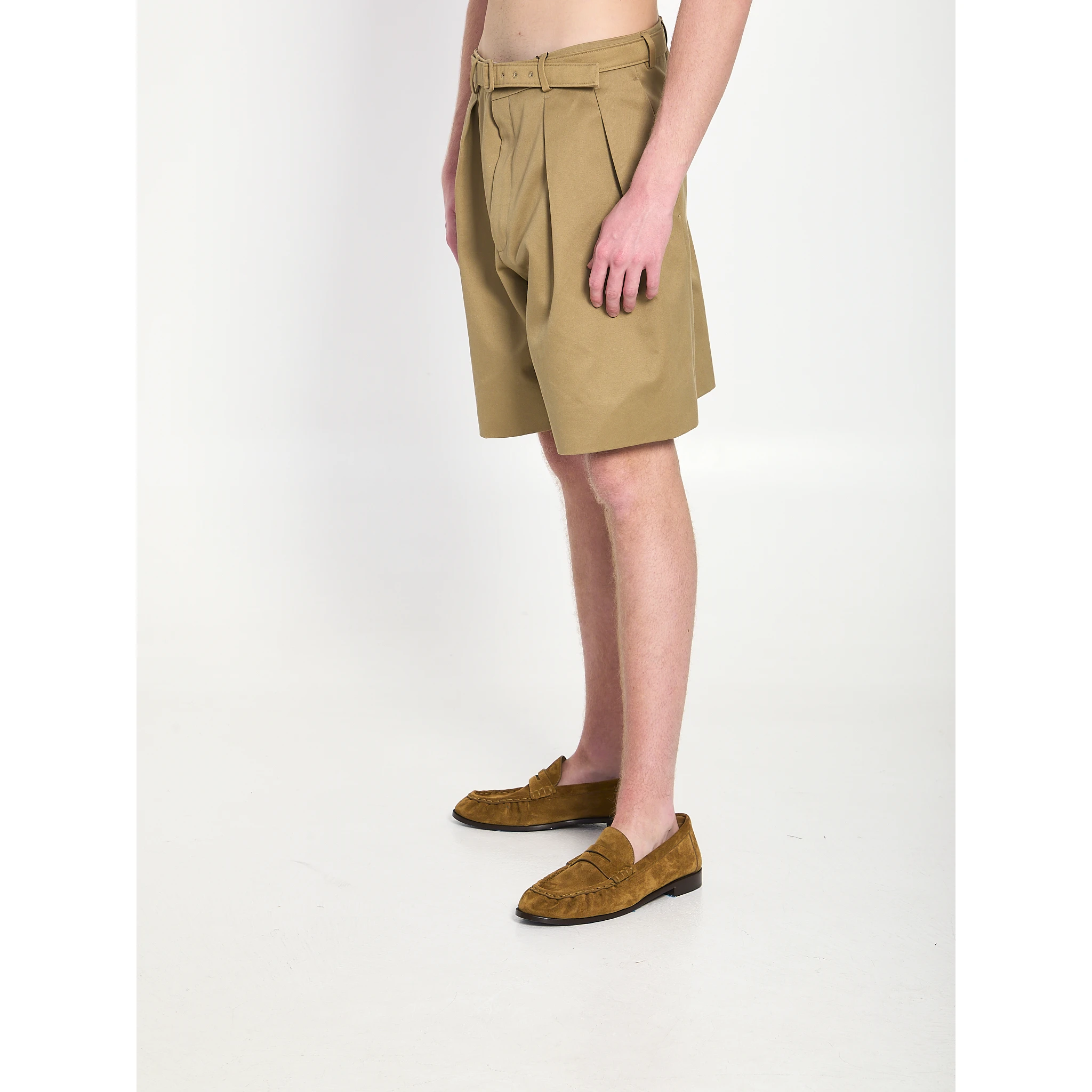 Cotton drill shorts with belt