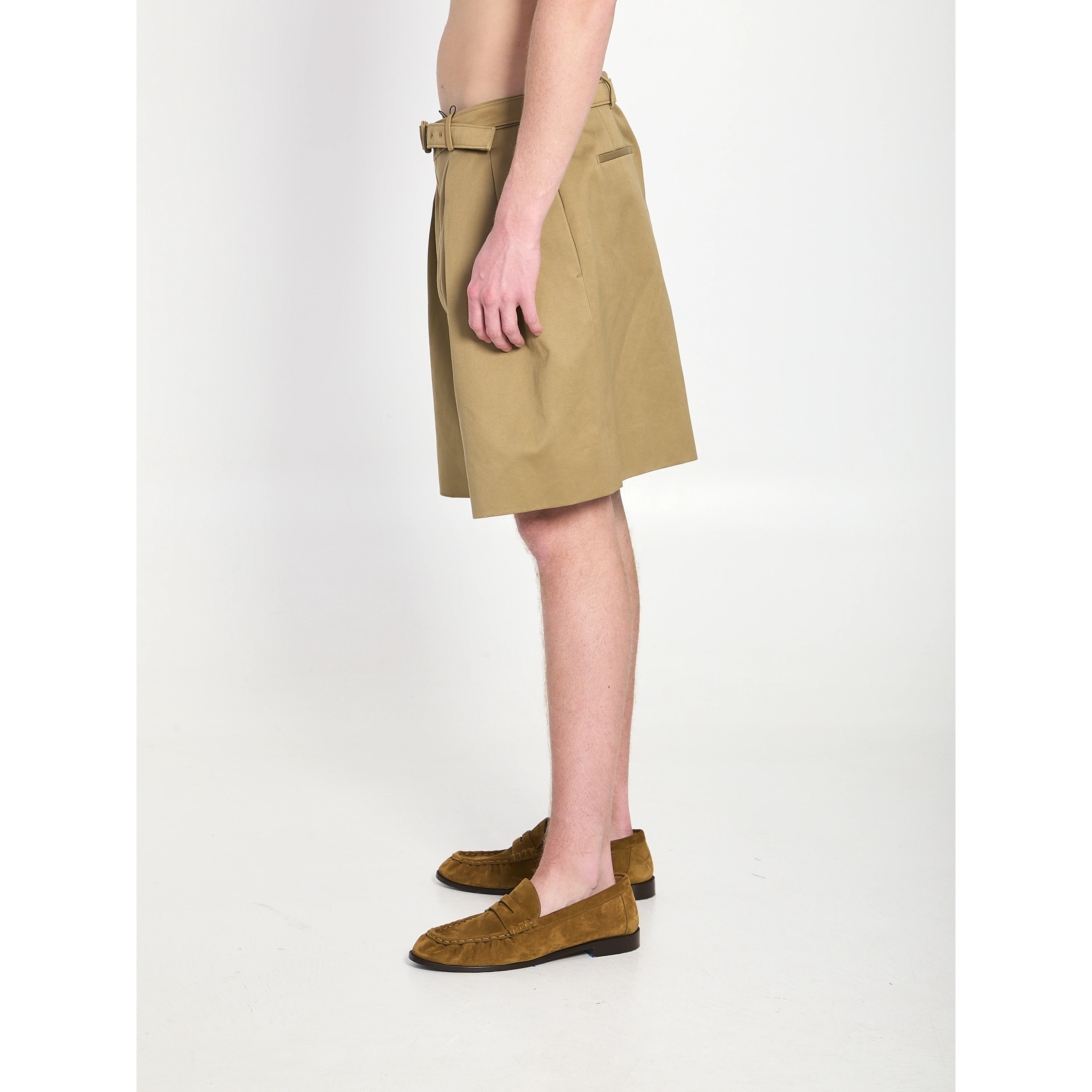 Cotton drill shorts with belt