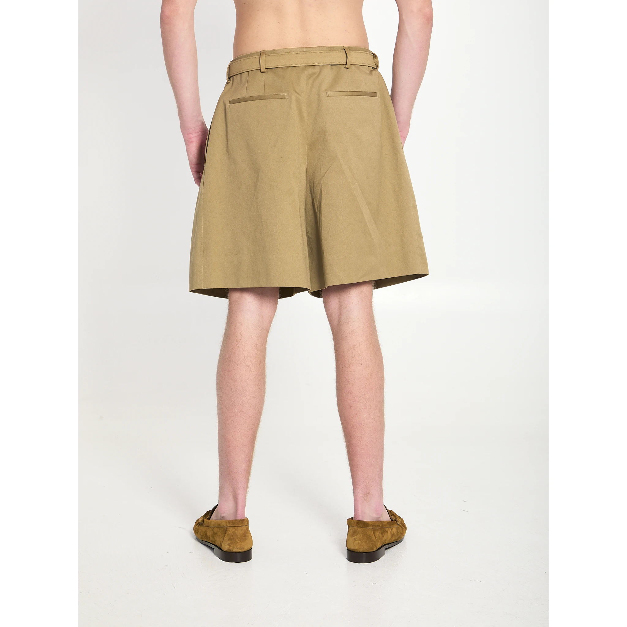 Cotton drill shorts with belt
