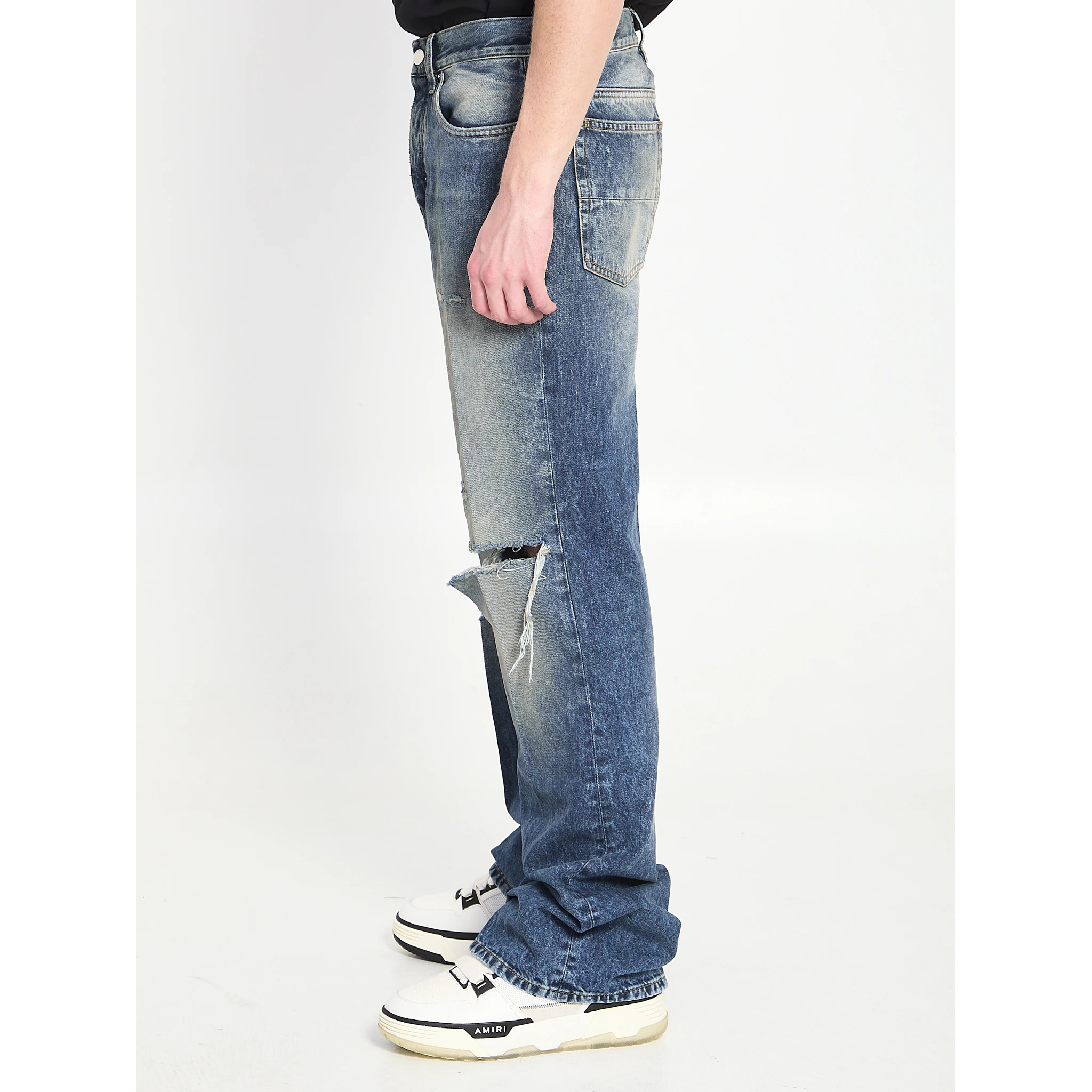 Slashed boot cut jeans