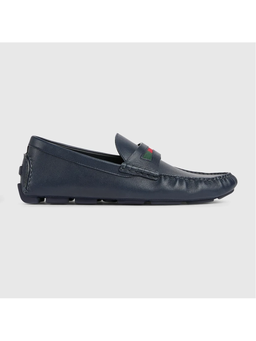 Web details leather loafers