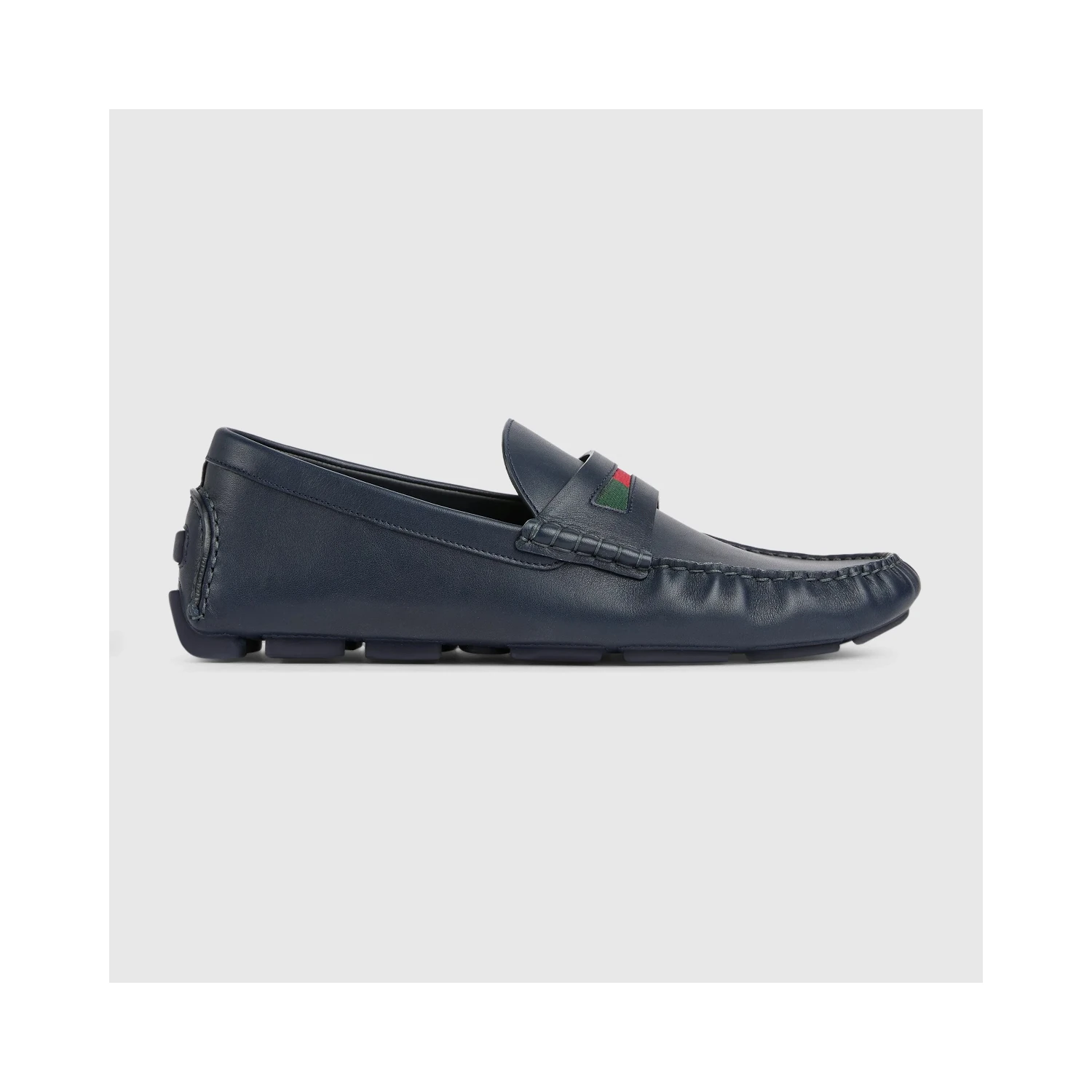 Web details leather loafers