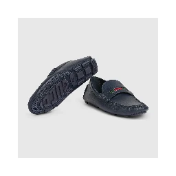 Web details leather loafers