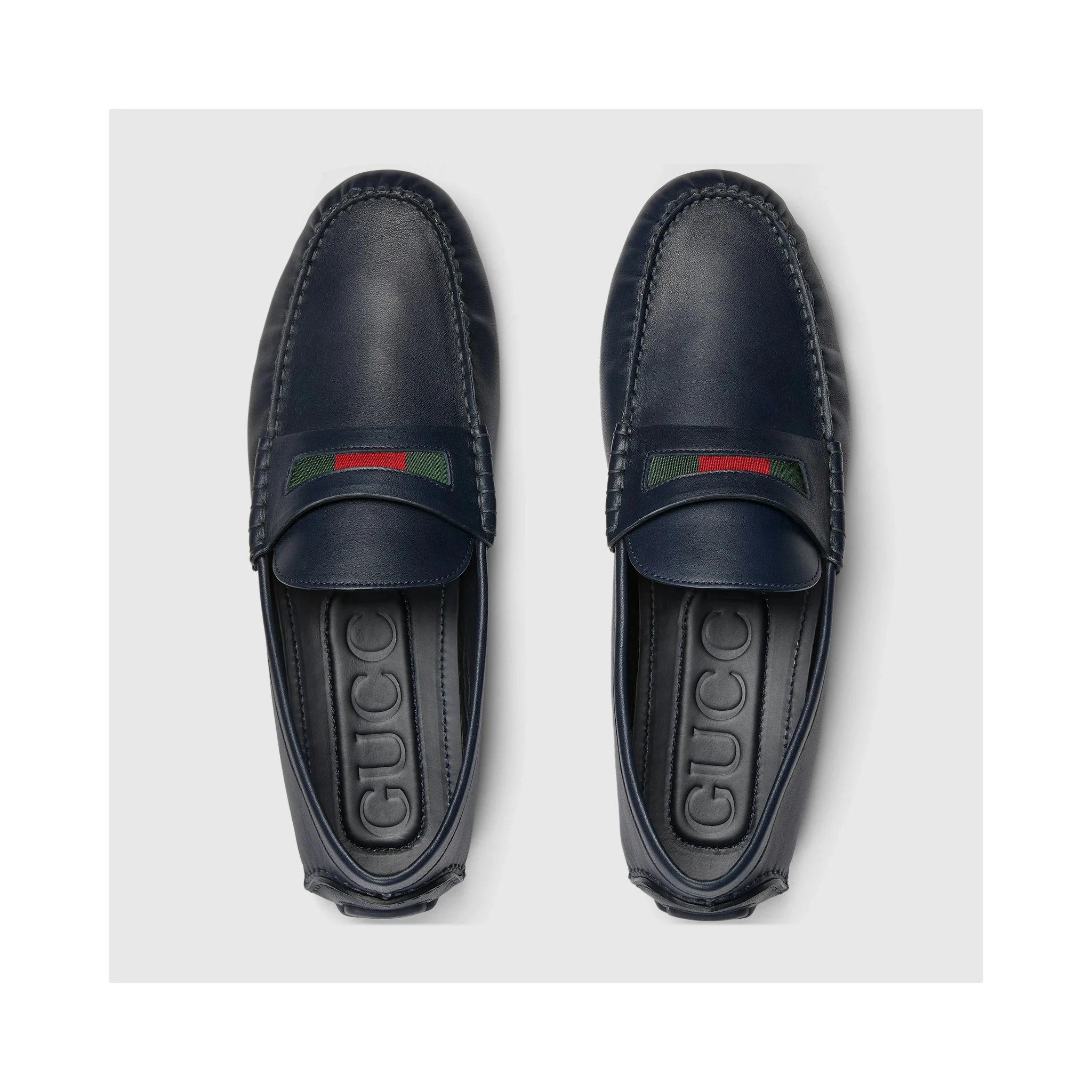 Web details leather loafers