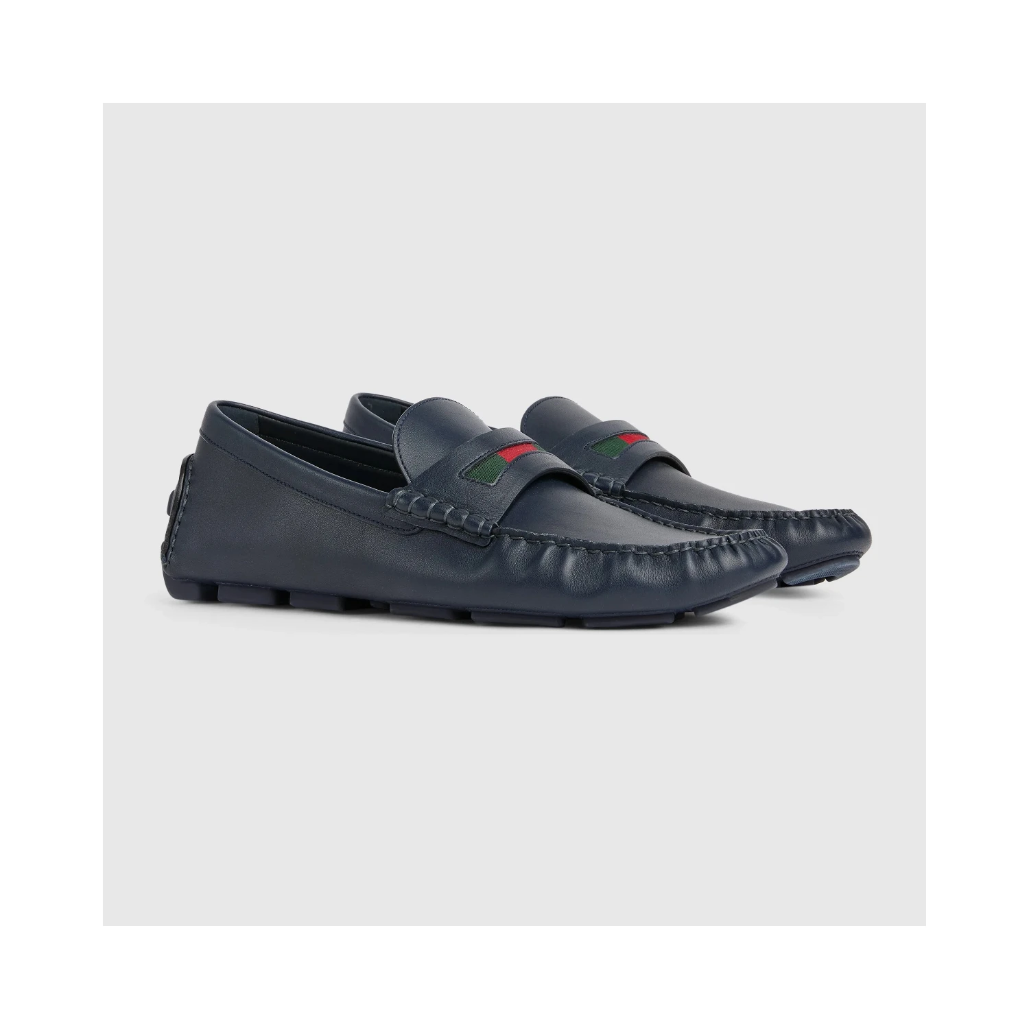 Web details leather loafers