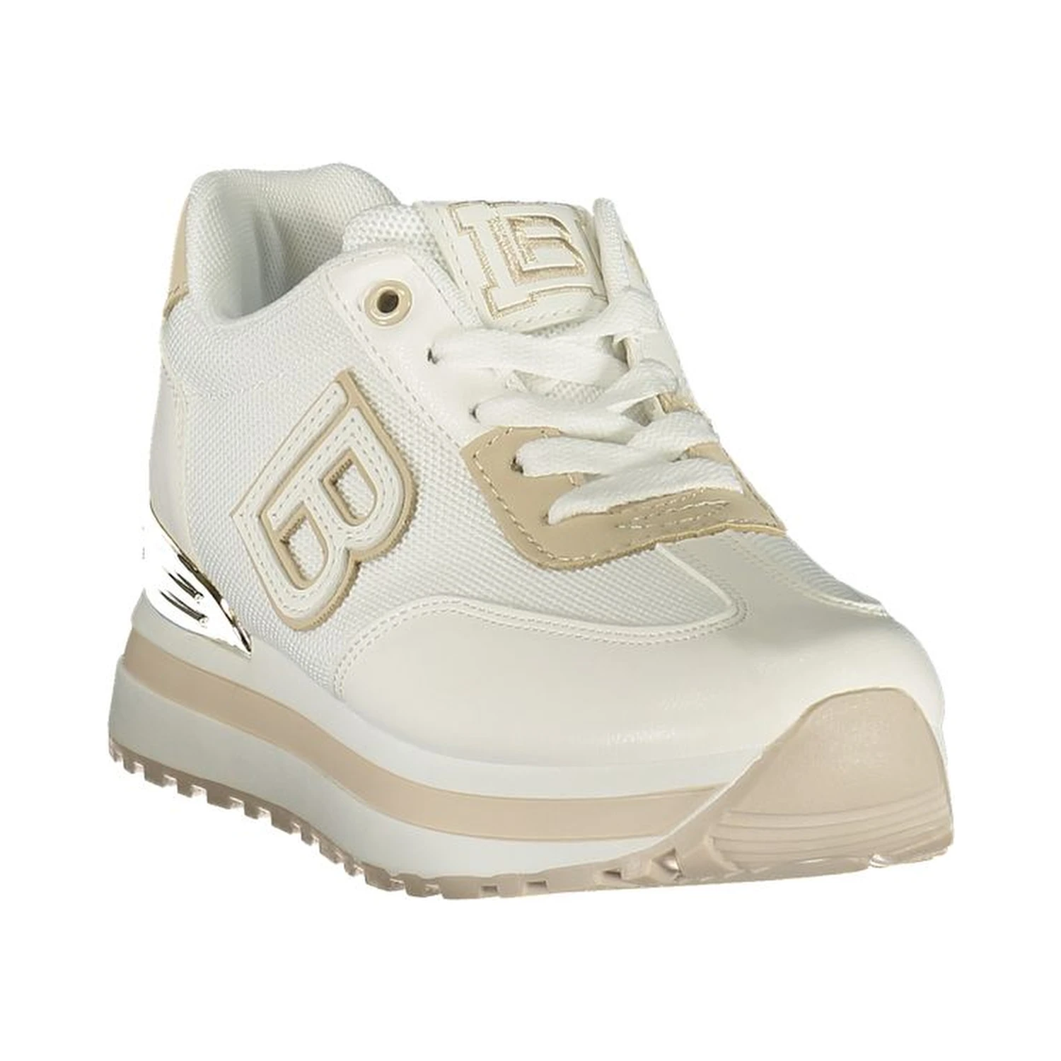 White Polyurethane Women Sneaker