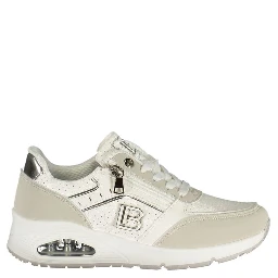 White Polyurethane Women Sneaker