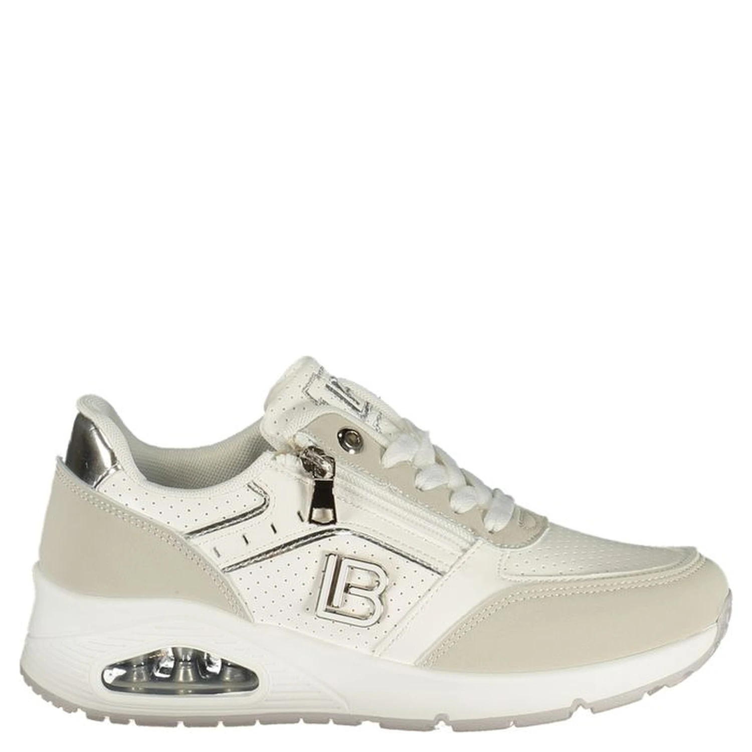 White Polyurethane Women Sneaker
