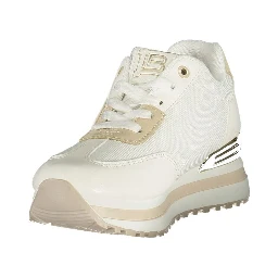 White Polyurethane Women Sneaker