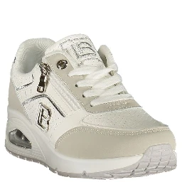 White Polyurethane Women Sneaker