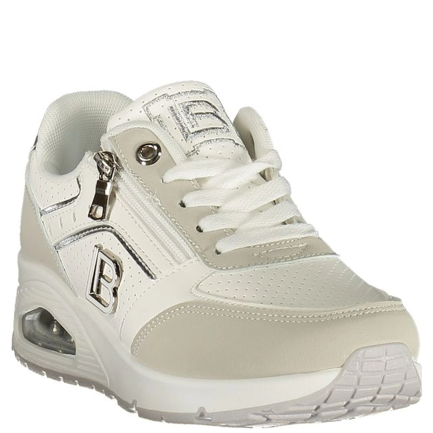 White Polyurethane Women Sneaker