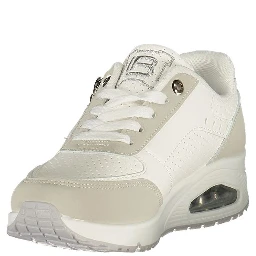 White Polyurethane Women Sneaker