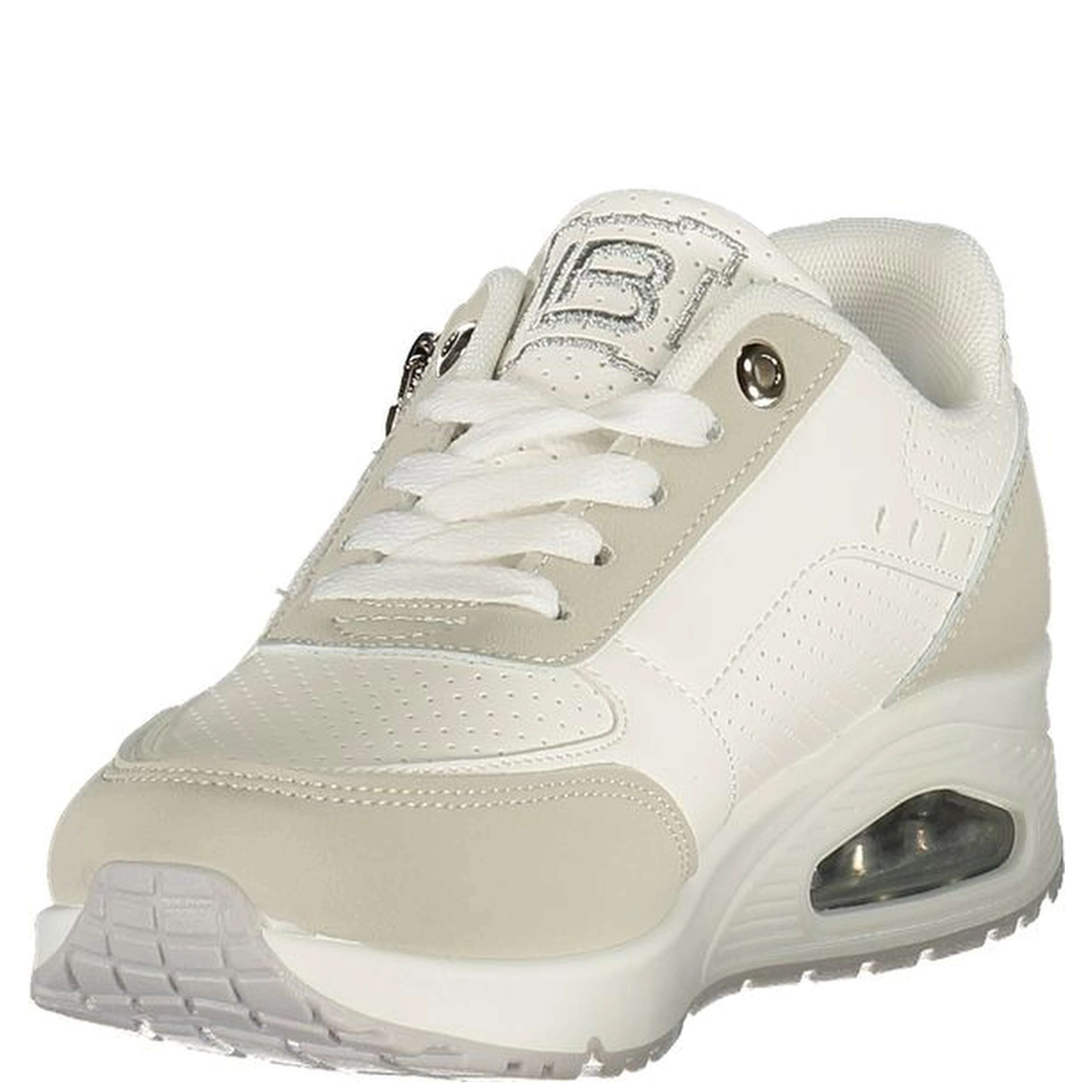 White Polyurethane Women Sneaker