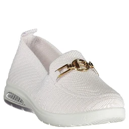White Polyester Women Classic Shoe
