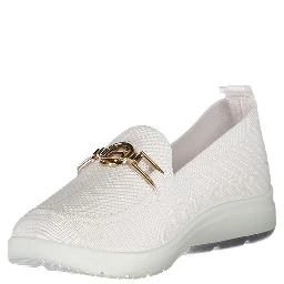 White Polyester Women Classic Shoe
