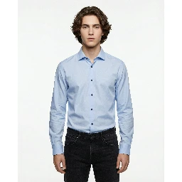 Blue Cotton Dress Shirt