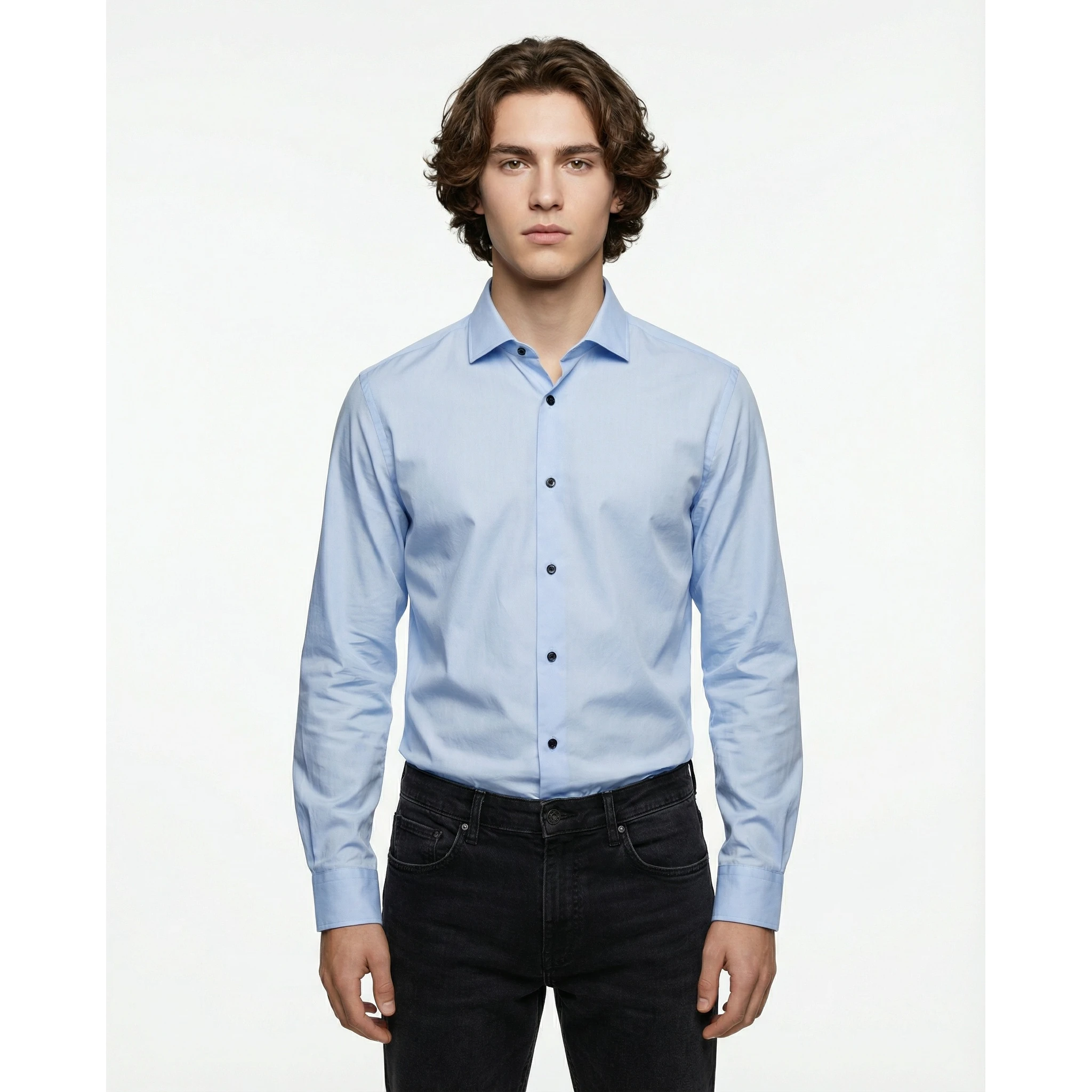 Blue Cotton Dress Shirt