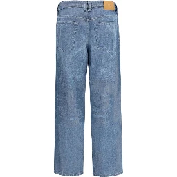 Blue Cotton Straight-Leg Jeans