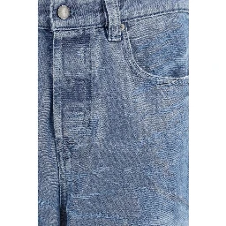 Blue Cotton Straight-Leg Jeans