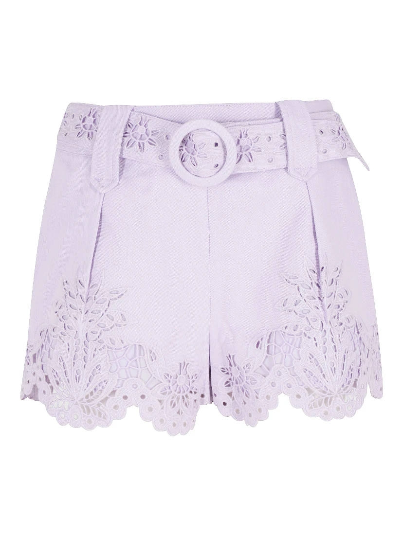 GEOMETRIC RICHELIEU TWILL MIDI SHORT