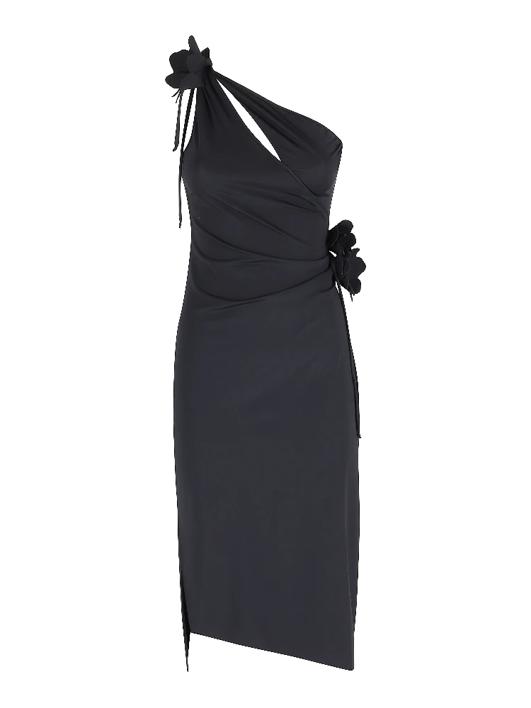 ASYMMETRIC MIDI FLOWER GOWN