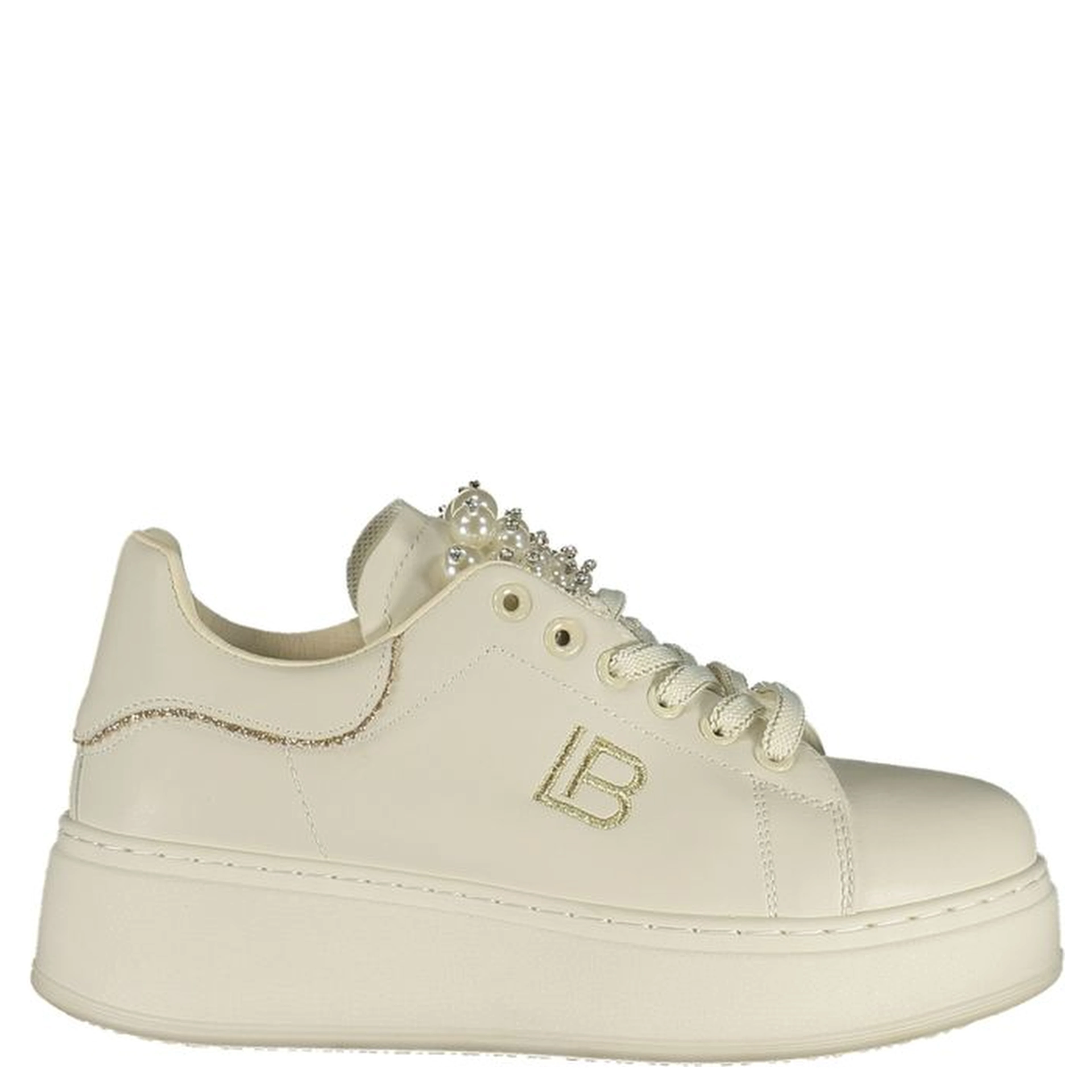 White Polyester Athletic Sneakers