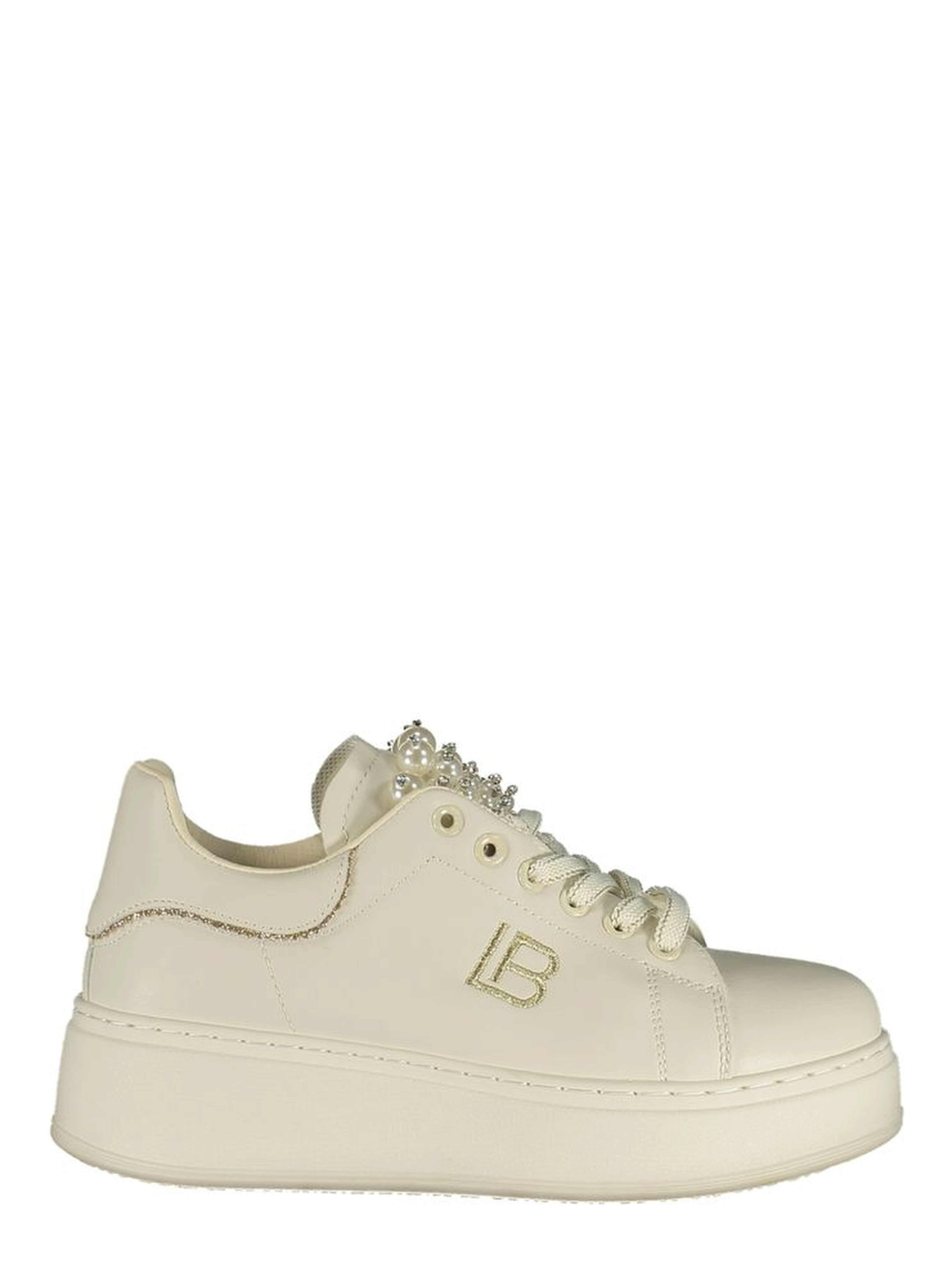 White Polyester Athletic Sneakers