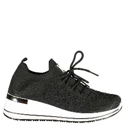 Black Polyester Athletic Sneakers