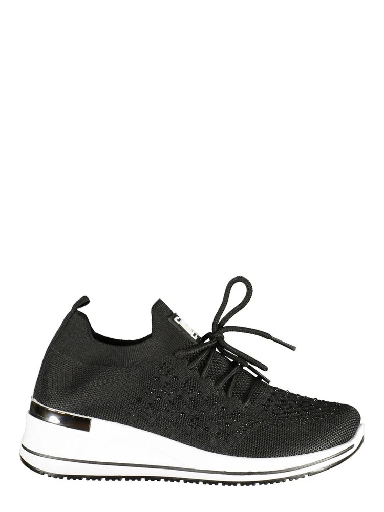 Black Polyester Athletic Sneakers