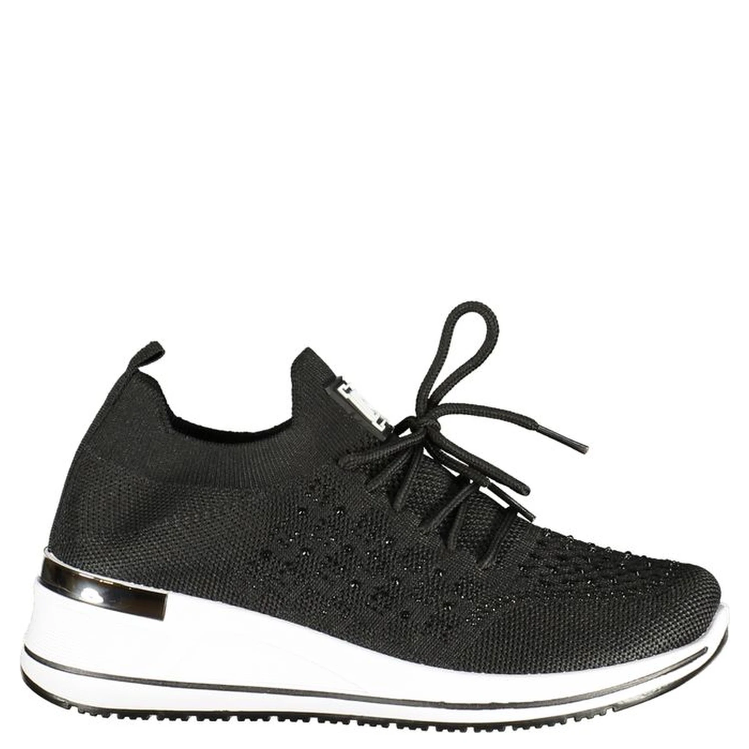 Black Polyester Athletic Sneakers