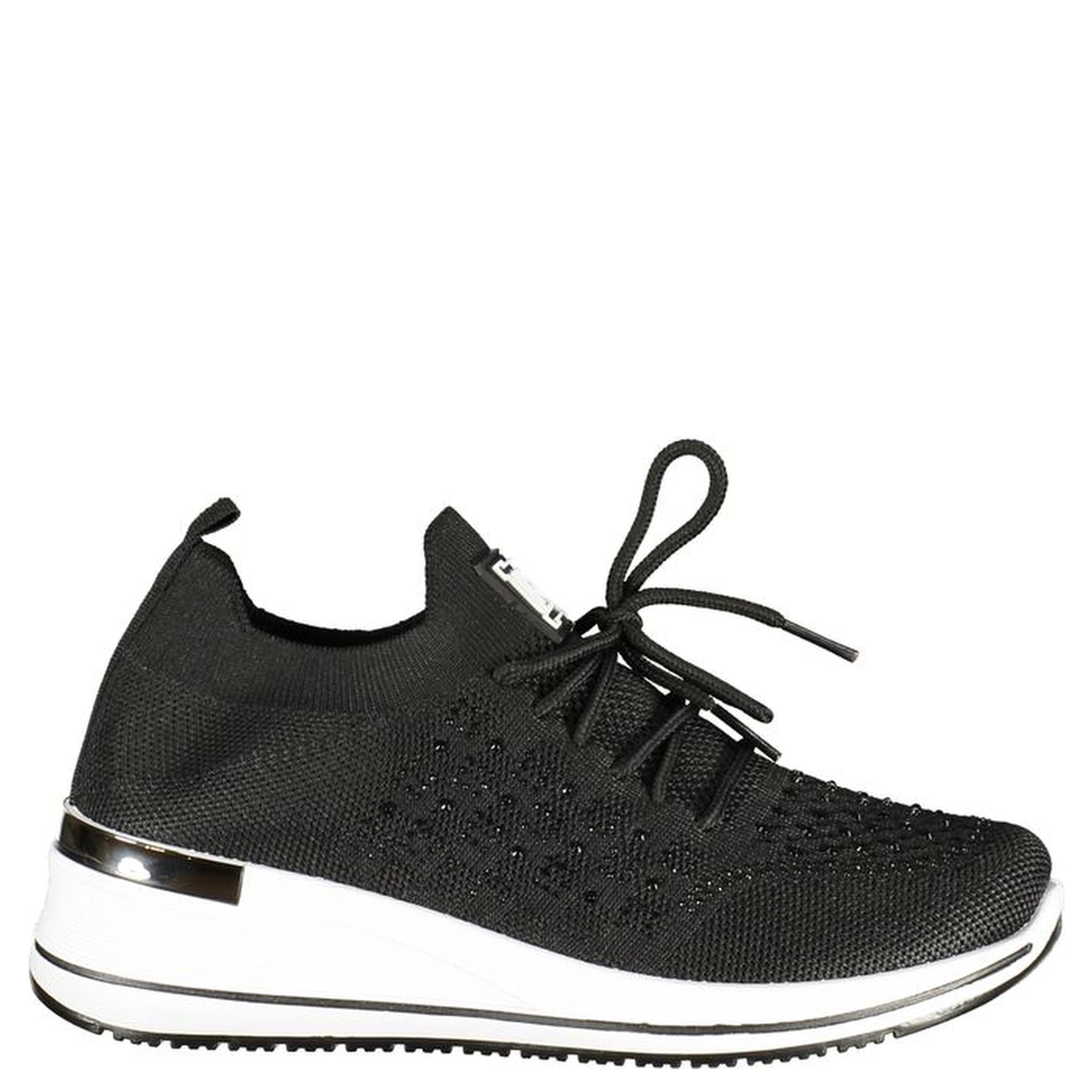 Black Polyester Athletic Sneakers