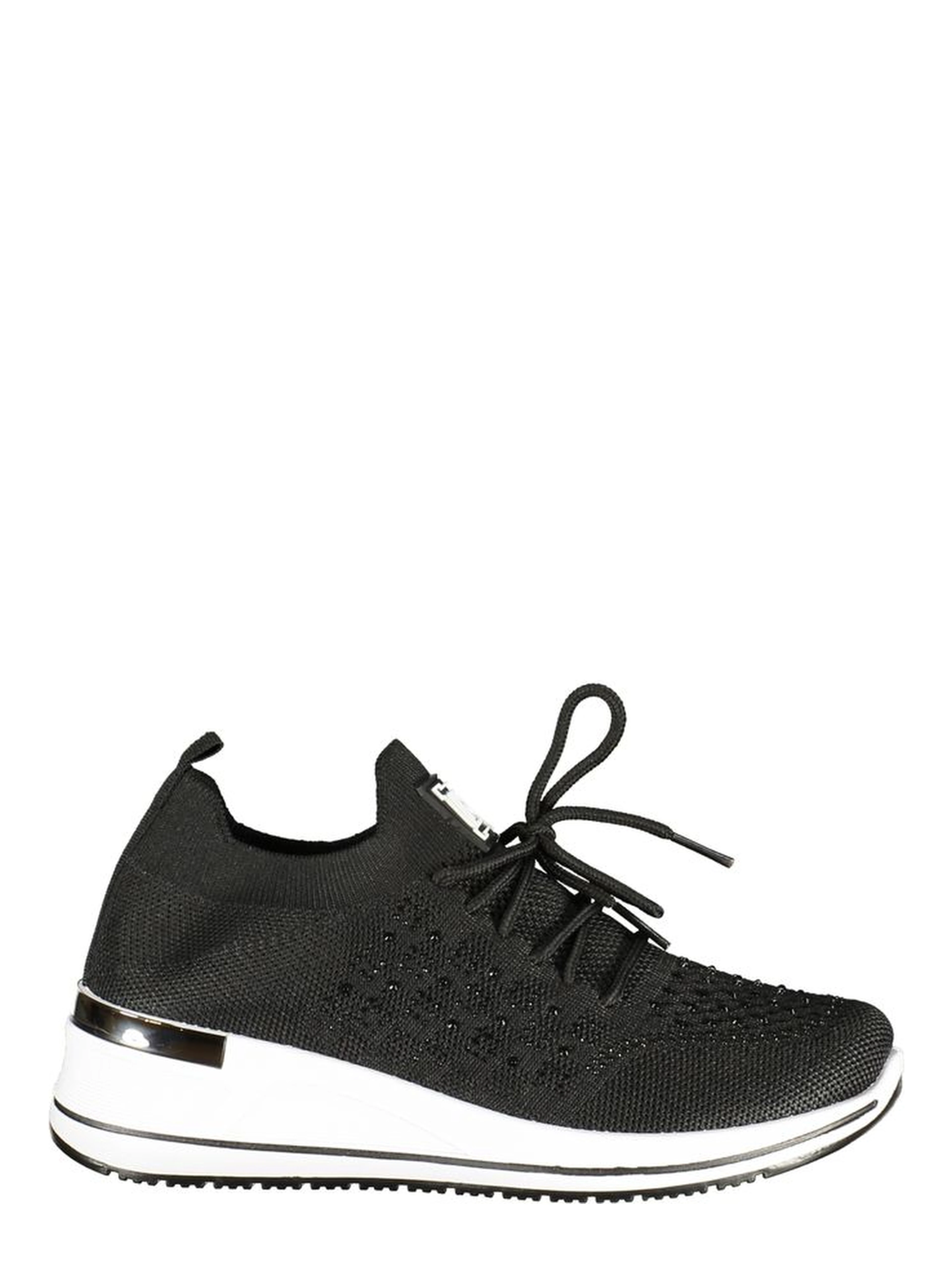 Black Polyester Athletic Sneakers