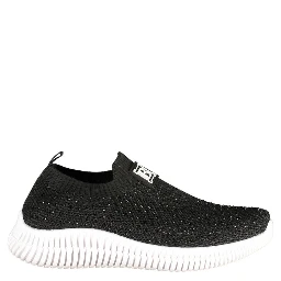 Black Polyester Athletic Sneakers