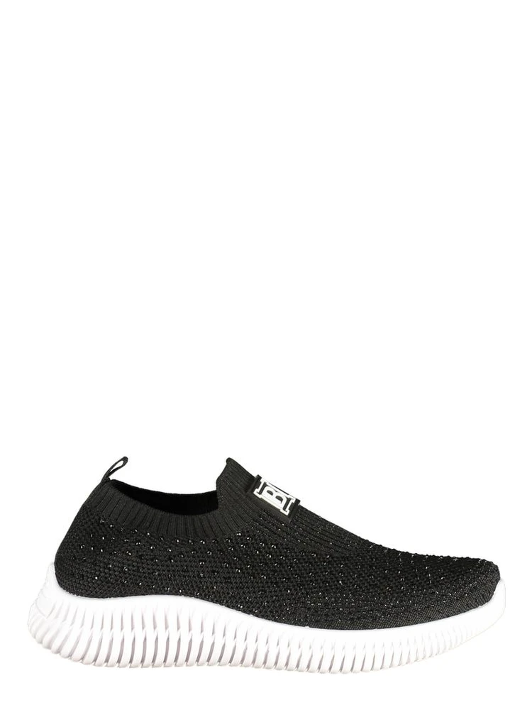 Black Polyester Athletic Sneakers