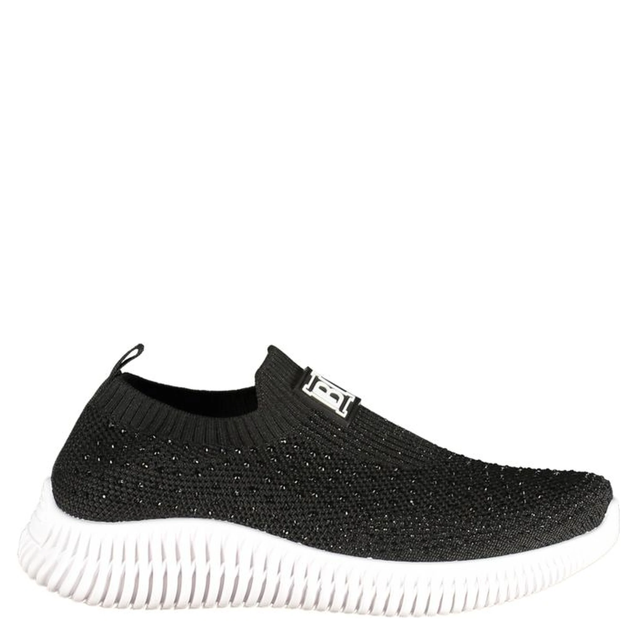 Black Polyester Athletic Sneakers