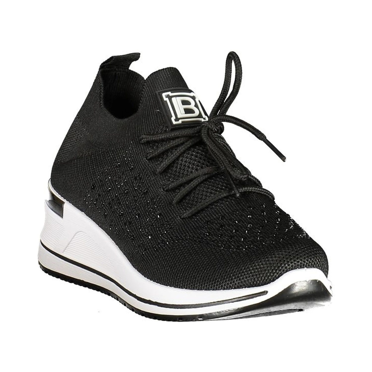Black Polyester Athletic Sneakers