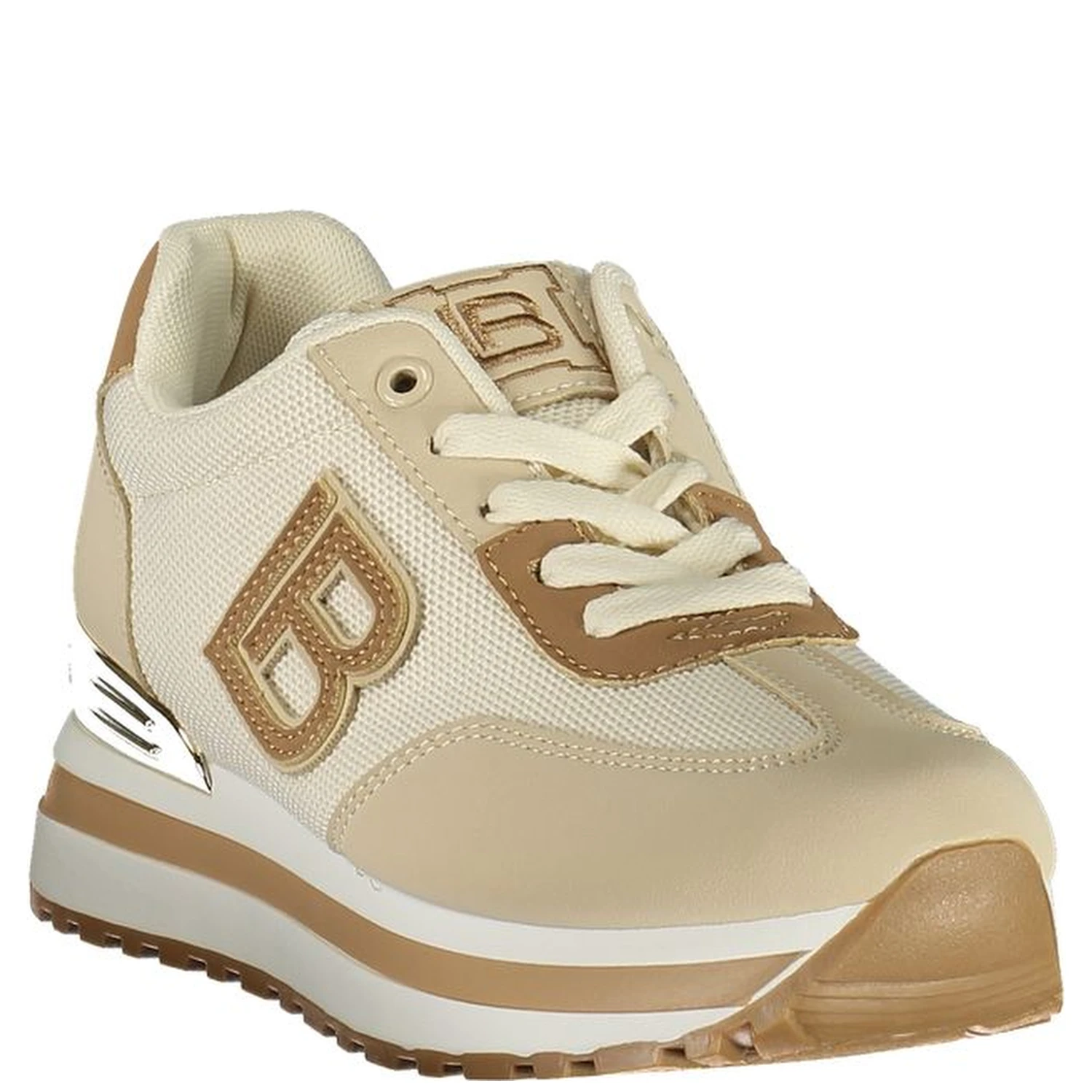 Beige Polyester Athletic Sneakers