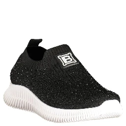 Black Polyester Athletic Sneakers
