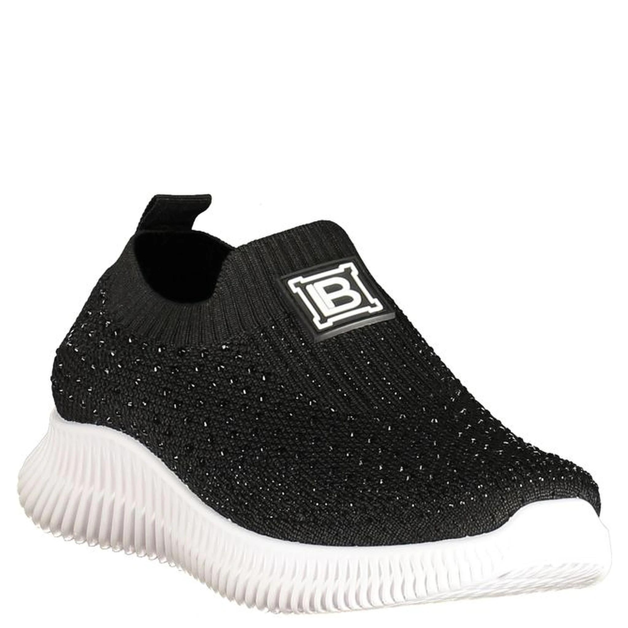 Black Polyester Athletic Sneakers