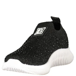 Black Polyester Athletic Sneakers