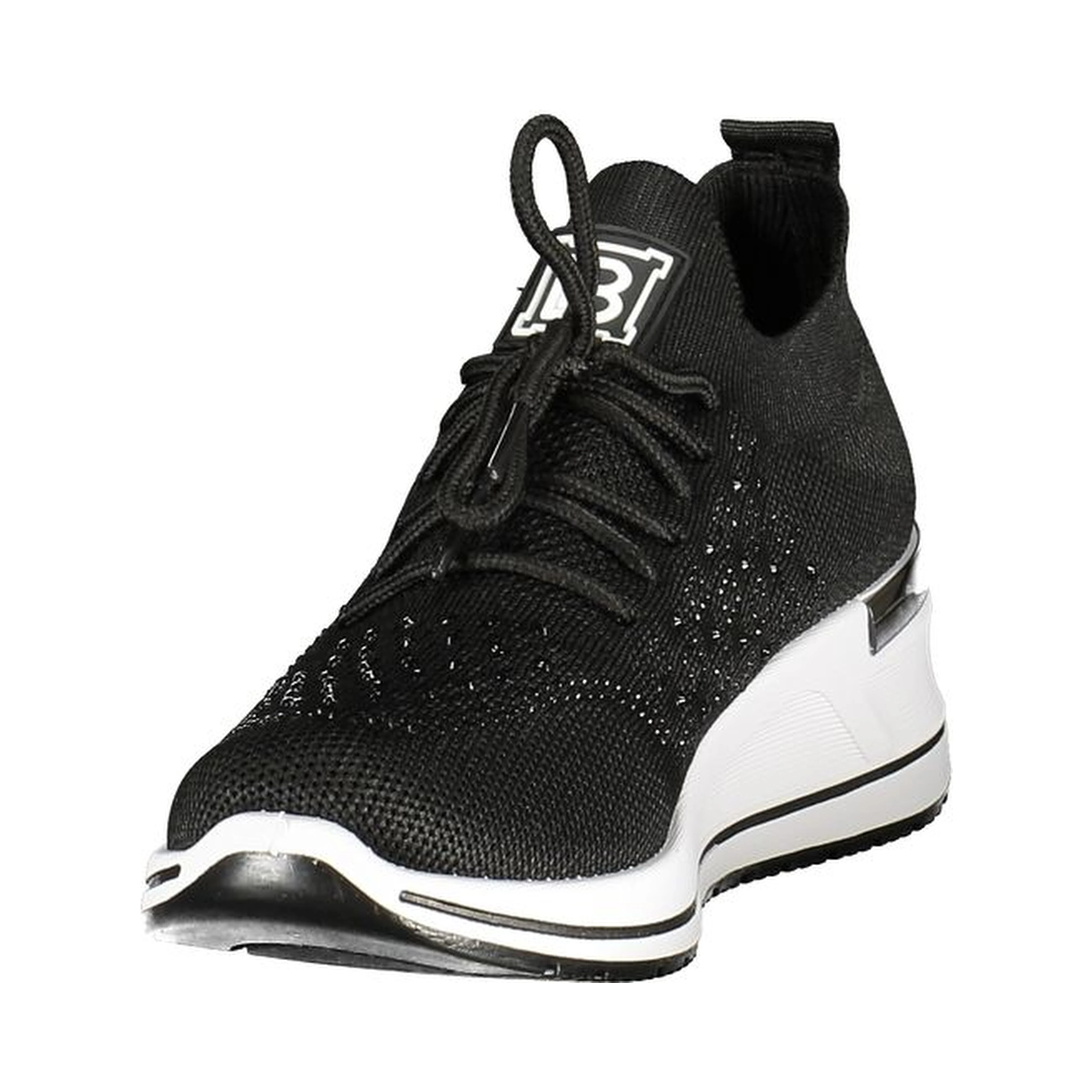 Black Polyester Athletic Sneakers