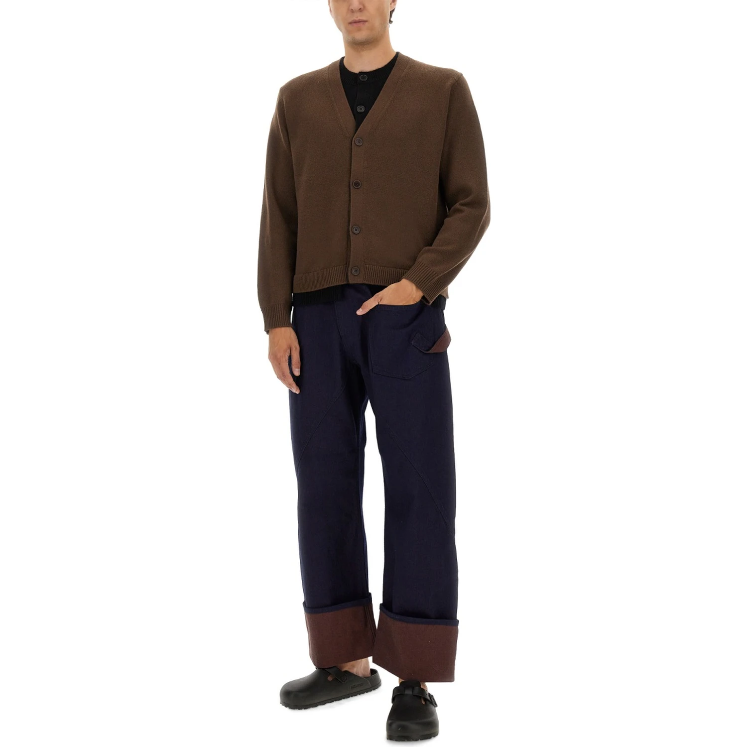 CONTRASTING LAYERED CARDIGAN